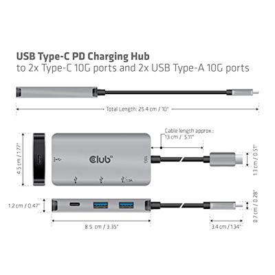 club3D USB 3.2 Gen 1 (USB 3.0) Adapter [1x USB-C stekker - 2x USB-C, USB 3.2 Gen 2 (USB 3.1)] Adapter USB 3.1 Typ C