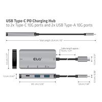 club3D USB 3.2 Gen 1 (USB 3.0) Adapter [1x USB-C stekker - 2x USB-C, USB 3.2 Gen 2 (USB 3.1)] Adapter USB 3.1 Typ C - thumbnail