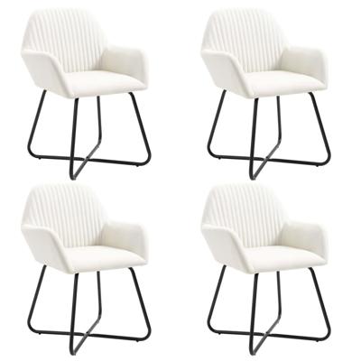 Eetkamerstoelen 4 st stof crèmekleurig