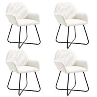 Eetkamerstoelen 4 st stof crèmekleurig - thumbnail