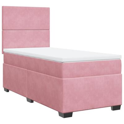 Boxspring met matras fluweel roze 100x200 cm