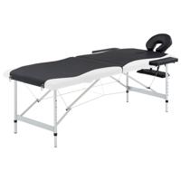 VidaXL Massagetafel inklapbaar 2 zones aluminium zwart en wit - thumbnail