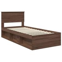 Bedframe met hoofdeinde Bruin Eiken 75 x 190 cm Bewerkt hout - thumbnail