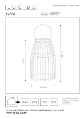 Lucide FJARA - Oplaadbare Tafellamp Binnen/Buiten - Accu/Batterij - Ø 17,5 cm - LED 3 StepDim - 1x0,3W 3000K - IP44 - Roest bruin Lucide FJARA - Oplaadbare Tafellamp Binnen/Buiten - Accu/Batterij - Ø 17,5 cm - LED 3 StepDim - 1x0,3W 3000K - IP44 - Roest bruin