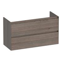 Brauer Inspire - Onderkast Ondiep - 100 cm - met 2 Softclose Lades Greeploos en 1 Sifon Uitsparing - Lamellen Eiken Zwart - thumbnail