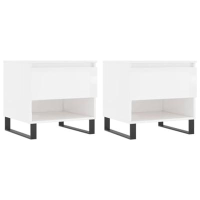 Salontafels 2 st 50x46x50 cm bewerkt hout hoogglans wit