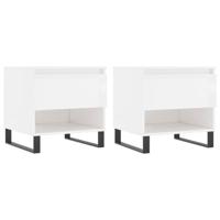 Salontafels 2 st 50x46x50 cm bewerkt hout hoogglans wit - thumbnail