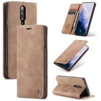 CaseMe-013 multi-functionele retro Frosted horizontale Flip lederen draagtas met kaartsleuf & houder & portemonnee voor OnePlus 7 Pro (bruin) - thumbnail