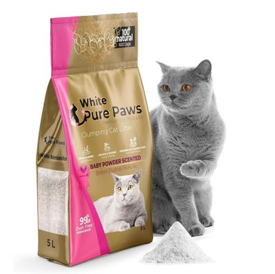 White pure paws kattenbakvulling bentoniet - Babypoeder - 5L