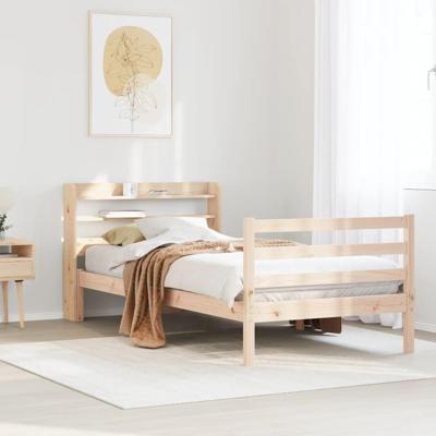 Bedframe met hoofdbord massief grenenhout 100x200 cm