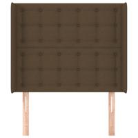 Hoofdbord met randen 93x16x118/128 cm stof donkerbruin - thumbnail