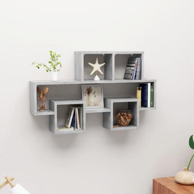 VidaXL Wandschap auto-vormig 82x15x51 cm bewerkt hout betongrijs