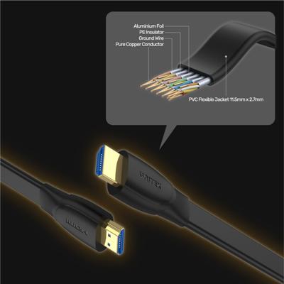 UNITEK KABEL HDMI 2.0 4K60HZ, PLAT, 2M, C11063BK-2M