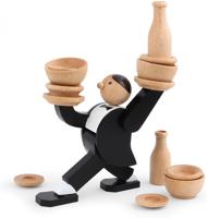 Kikkerland evenwichtsspel The Waiter 7,5 x 14 cm hout 14 delig - thumbnail