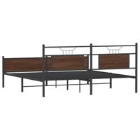 Bedframe zonder matras metaal bruin eikenkleurig 160x200 cm - thumbnail