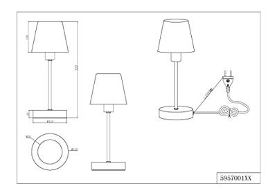 Trio TafellampjeLuis Ii nikkel met wit glas - 595700107