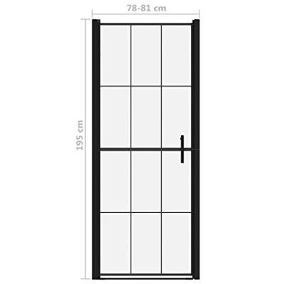 VidaXL Douchedeur 81x195 cm gehard glas zwart - thumbnail