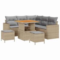 Tuinbankenset 8 pcs Beige poly rattan - thumbnail