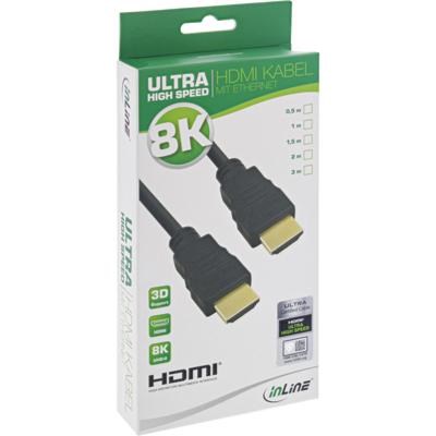Kabel inline hdmi ethernet 8k m/m 2 m zwart