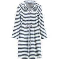 Cawö Cawö Dames Badjas kort met Tunnelkoord en Rits 6597 Navy 42 - thumbnail