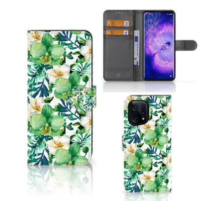 OPPO Find X5 Hoesje Orchidee Groen OPPO Find X5 Hoesje Orchidee Groen