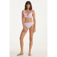 Beachlife geruit high waist bikinibroekje lila/wit - thumbnail