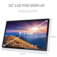 XORO 32 inch tablet MegaPAD 3204 V7 met LCD FHD Multitouch IPS-display, Android 13, 64bit SixCore CPU 1.8GHz, 4GB RAM, 64GB Flash, WLAN ax, Bluetooth 5.0, Gigabit LAN, kaartlezer, USB-C, camera - thumbnail