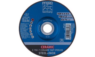 PFERD TOOLS 69901759 E 150-7 CERAMIC SGP STEELOX Afbraamschijf gebogen Diameter 150 mm Boordiameter 22.23 mm RVS, Staal 10 stuk(s)