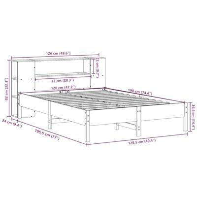 Bed met boekenkast zonder matras massief grenenhout 120x190 cm