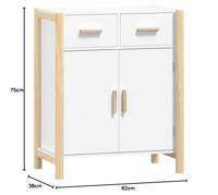 Dressoir 62x38x75 cm bewerkt hout wit - thumbnail