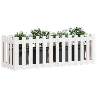 VidaXL Plantenbak verhoogd hekontwerp 150x50x50 cm grenenhout wit VidaXL Plantenbak verhoogd hekontwerp 150x50x50 cm grenenhout wit