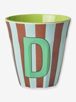 Gestreepte melamine mok LETTER D rice, medium 250 ml meerkleurig - thumbnail
