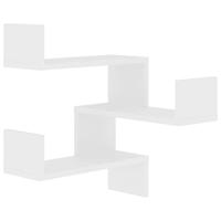 Hoekwandschap 40x40x50 cm bewerkt hout wit - thumbnail