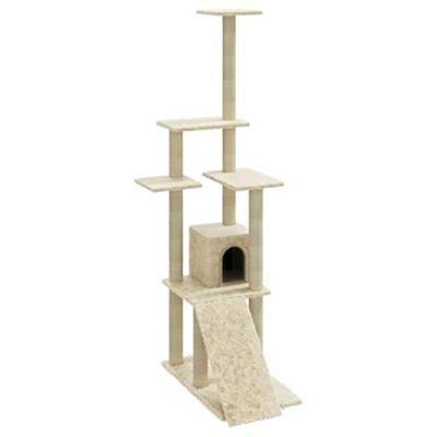 VidaXL Kattenmeubel met sisal krabpalen 155 cm crèmekleurig