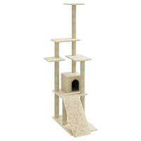VidaXL Kattenmeubel met sisal krabpalen 155 cm crèmekleurig - thumbnail
