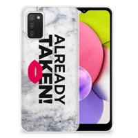 Samsung Galaxy A03S | Siliconen hoesje | met naam Already Taken White - thumbnail