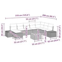 Tuinbankenset met kussen 9 pcs Grijs poly rattan - thumbnail
