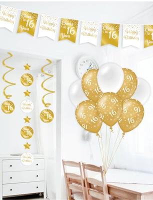 Hangdecoratie Swirls 21 Jaar Goud/Wit (3st) - thumbnail