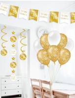 Hangdecoratie Swirls 60 Jaar Goud/Wit (3st) - thumbnail
