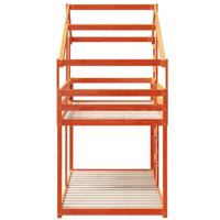 Stapelbed met dak massief grenenhout wasbruin 90x190 cm - thumbnail