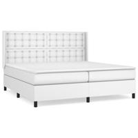 Boxspring met matras kunstleer wit 200x200 cm - thumbnail