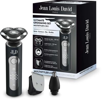 Multifunctionele trimmer - JEAN LOUIS DAVID - 4-in-1 VERZORGINGSSET - 3 koppen - Digitaal display - Zwart
