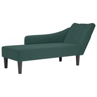 Chaise longue met rechterarmleuning fluweel donkergroen - thumbnail
