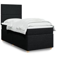 Boxspring met matras stof zwart 100x200 cm - thumbnail