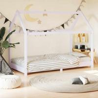 Kinderbedframe massief grenenhout wit 70x140 cm - thumbnail
