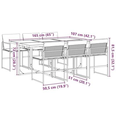 7-delige Tuinset met kussens textileen zwart