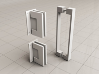 Wiesbaden Scharnierset en greep voor profielloze nisdeur mat wit - thumbnail