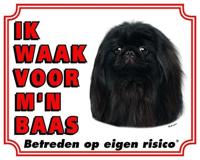 Pekingees Waakbord - Ik waak voor mijn baas Zwart - thumbnail