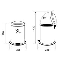 Pedaalemmer Acero 22 X 28 cm Hoogwaardig Staal Wit - thumbnail