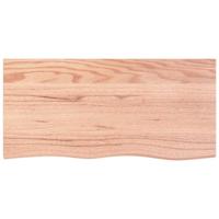 Tafelblad 100x50x(2-4)cm behandeld massief eikenhout lichtbruin - thumbnail